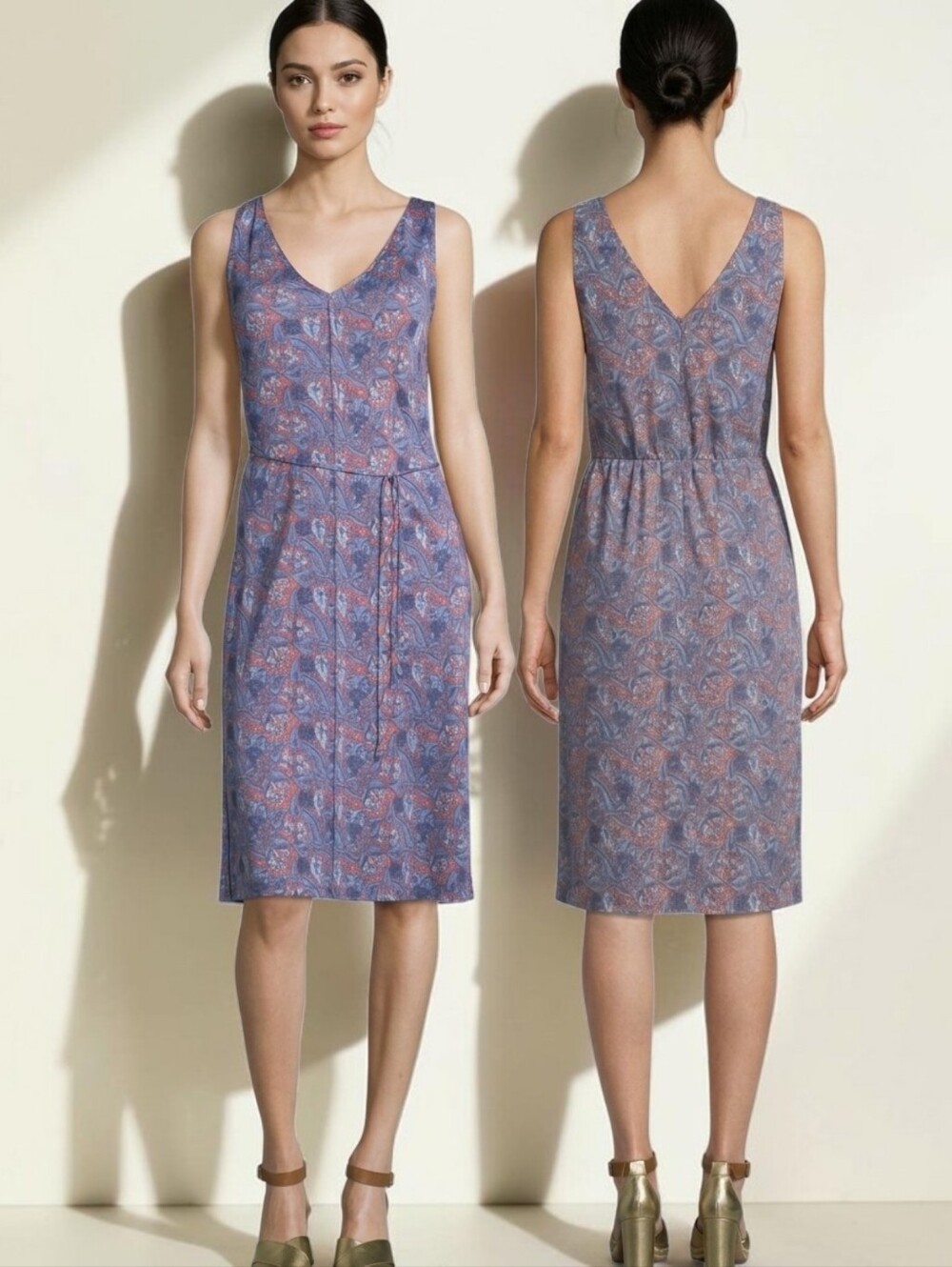 TORY BURCH Sandy V-neck Sleeveless Shift Dress - Size M